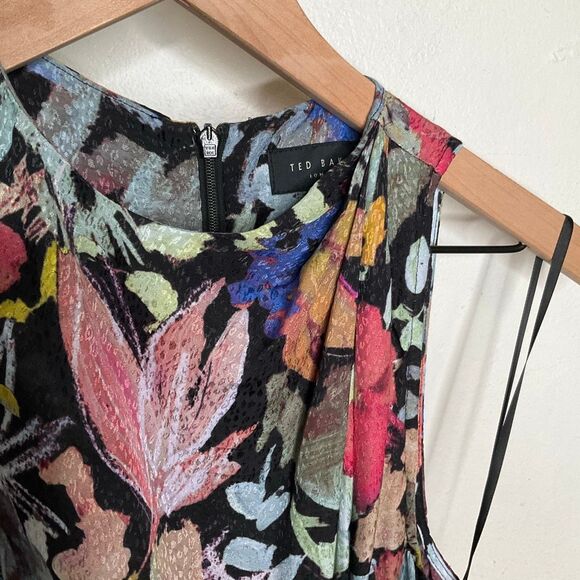 Ted Baker Abstract Print Pleated Neck Jumpsuit - Picture 7 of 11